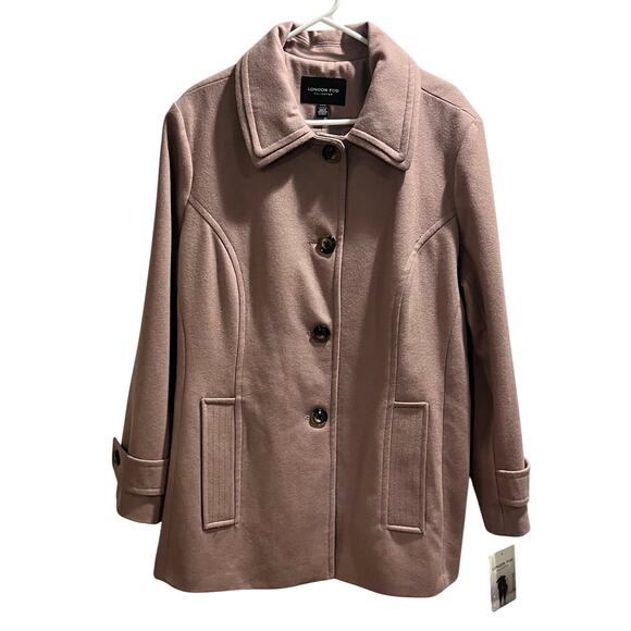 London Fog Wool Pea Coat Jacket Heather Mauve Single Breasted XXL New Ladies - Picture 1 of 9